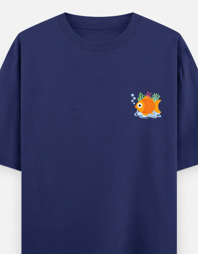 Follow Bubbles oversized t-shirt front pocket print — Royal Blue drop-shoulder unisex tee | StyleUp.Today