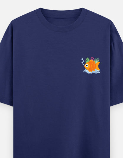 Follow Bubbles oversized t-shirt front pocket print — Royal Blue drop-shoulder unisex tee | StyleUp.Today