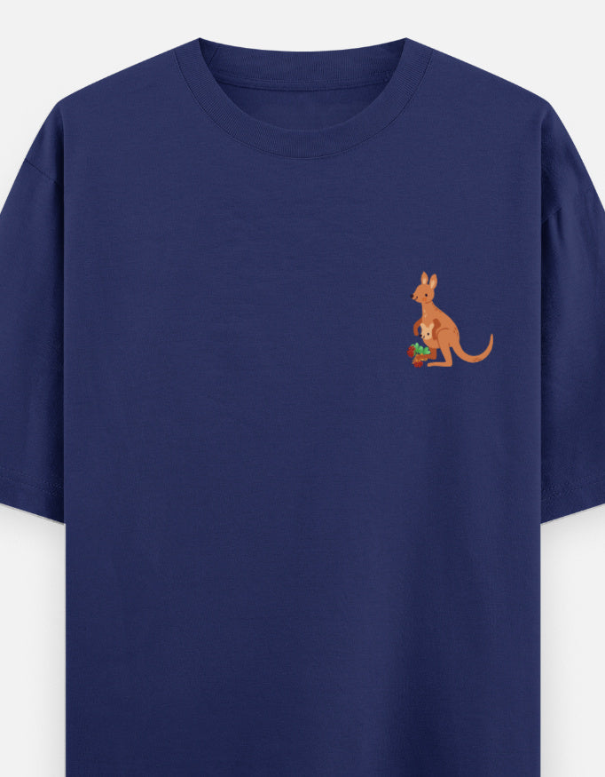 Jumping To Conclusions oversized t-shirt front pocket print — Royal Blue drop-shoulder unisex tee | StyleUp.Today