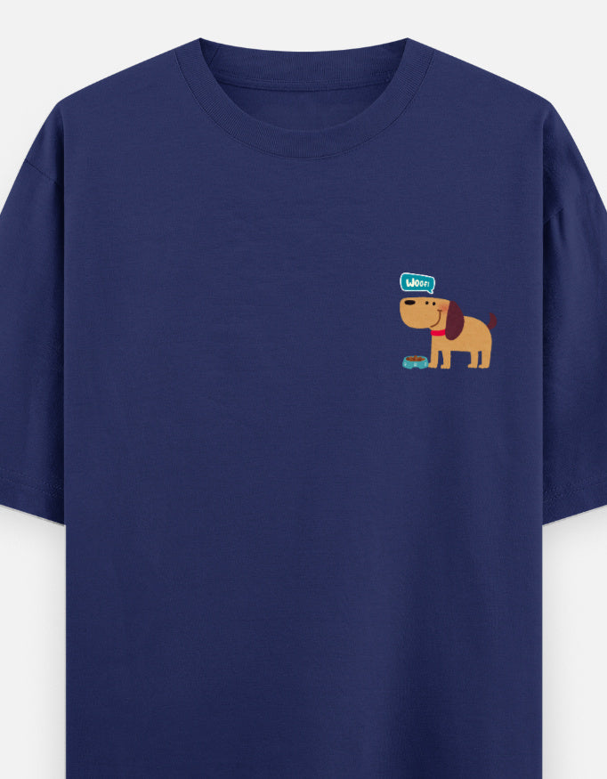 Fetching Good Vibes oversized t-shirt front pocket print — Royal Blue drop-shoulder unisex tee | StyleUp.Today