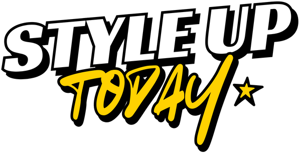 Logo with 'STYLE UP TODAY' text in black and yellow on a white background