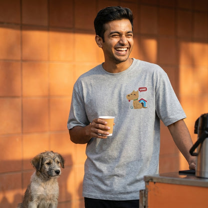 Paw-Sible Life oversized graphic tee worn in an Indian street-style setting — Grey Melange streetwear India | StyleUp.Today