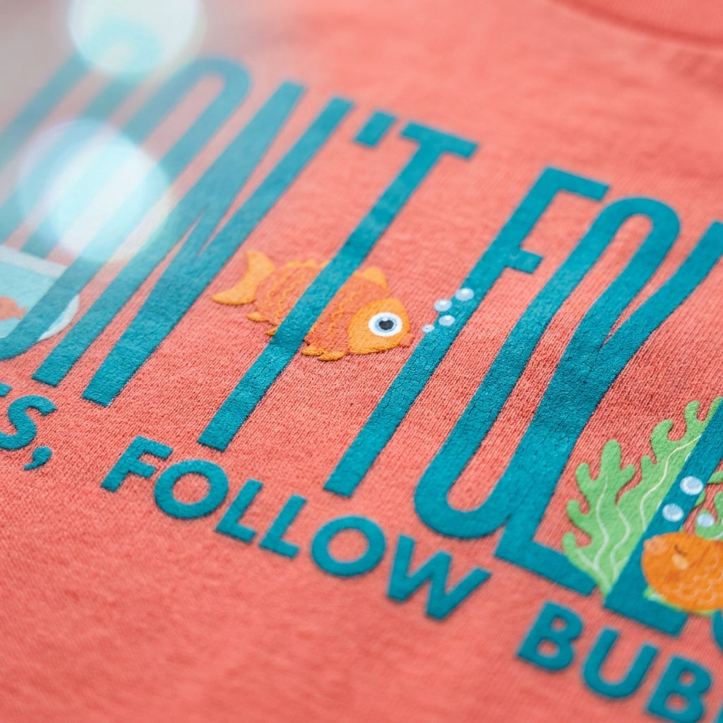 Follow Bubbles oversized graphic tee worn in an Indian street-style setting — Coral streetwear India | StyleUp.Today